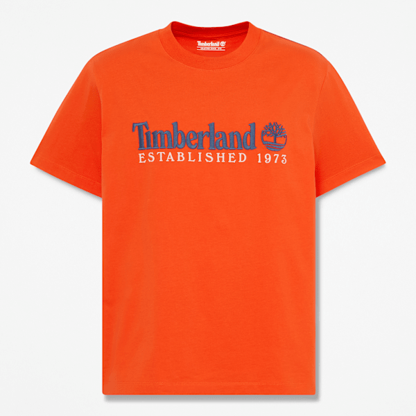 Men's Established 1973 Embroidered Short-Sleeve T-Shirt / Tangerine Tango