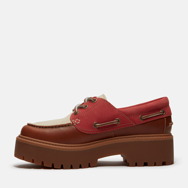 Women's Stone Street Platform Boat Shoe / Rust Full-Grain/Medium Red