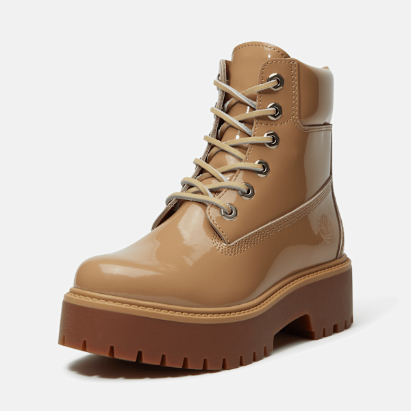 Women's Stone Street 6-Inch Waterproof Platform Boot / Beige Patent Leather