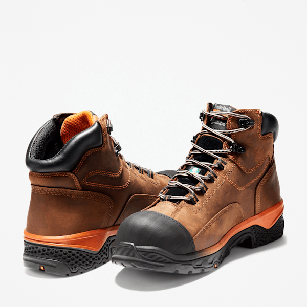 Men's Bosshog 6" Composite Toe Waterproof Work Boot / Brown Leather/Orange