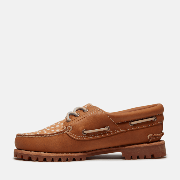 Women's Timberland® Authentic 3-Eye Boat Shoe / Medium Brown Full-Grain/Natural
