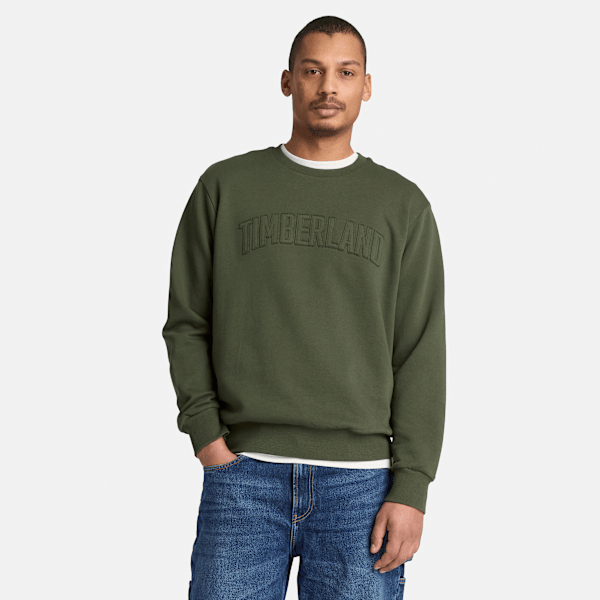 Men's Wareham Logo Patch Crew Sweatshirt / Dark Green
