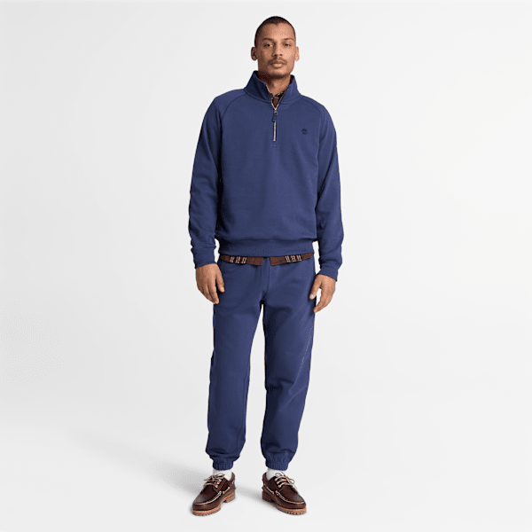 Men's Exeter River Embroidered Logo Quarter-Zip Sweatshirt / Dark Navy