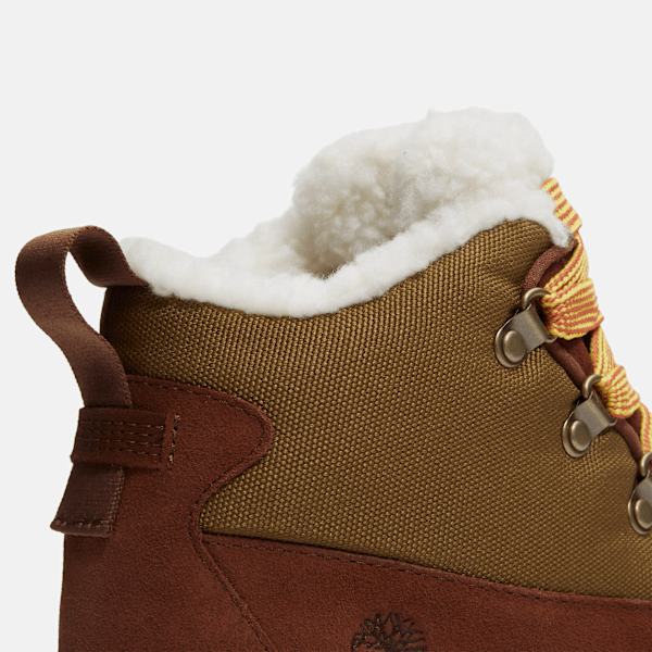 Women's White Ledge Waterproof Snow Boot / Brown Suede/Gold