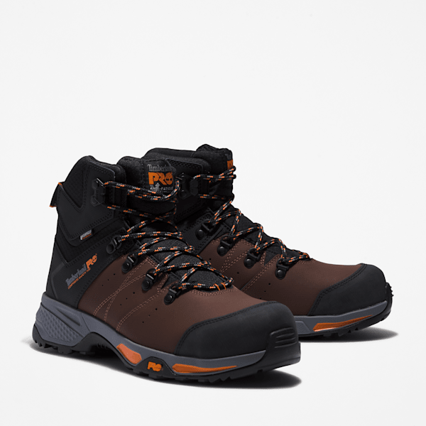 Men's Switchback Composite Toe Waterproof Work Boot / Brown/Orange