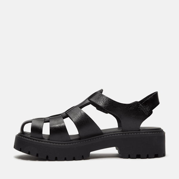 Women's Stone Street Fisherman Platform Sandal / Black Full-Grain
