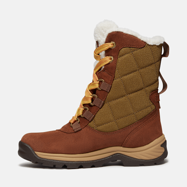 Women's White Ledge Tall Waterproof Snow Boot / Medium Brown Suede