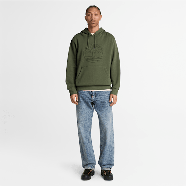 Men's Wareham Tree Logo Patch Hoodie / Dark Green
