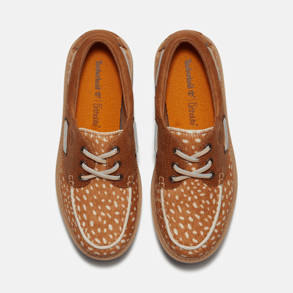 Women's Stone Street Platform Boat Shoe / Medium Brown Full-Grain/Natural
