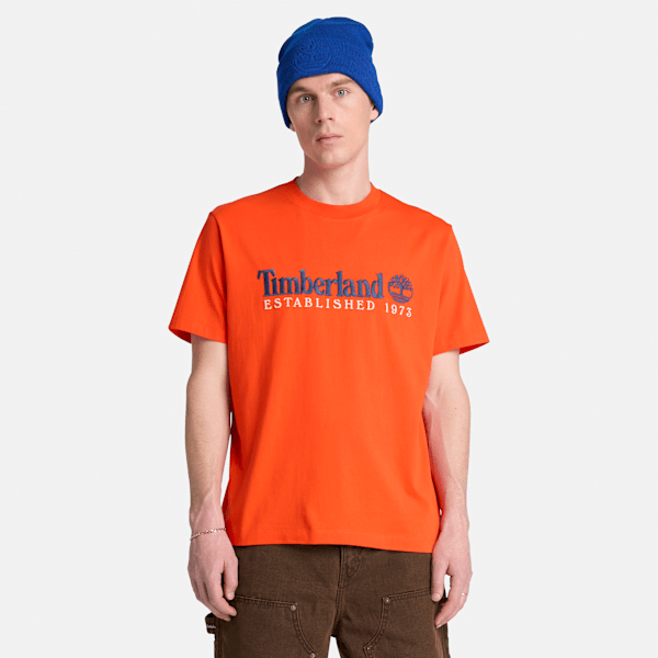 Men's Established 1973 Embroidered Short-Sleeve T-Shirt / Tangerine Tango