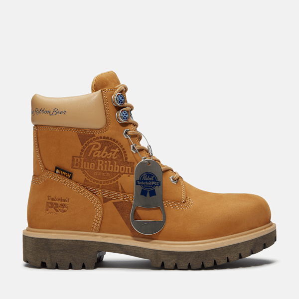 Men's Timberland PRO® and Pabst Blue Ribbon Direct Attach 6" Soft Toe Waterproof Work Boot / Wheat Nubuck