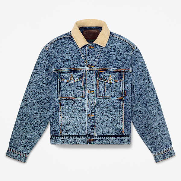 Men's Denim Trucker Jacket / Glacier Tint Marble Wash