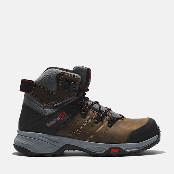 Men's Switchback Composite Toe Waterproof Work Boot / Turkish Coffee Brown/Red