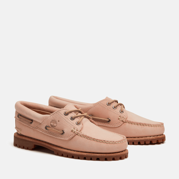 Women's Timberland® Authentic 3-Eye Boat Shoe / Light Pink Full-Grain