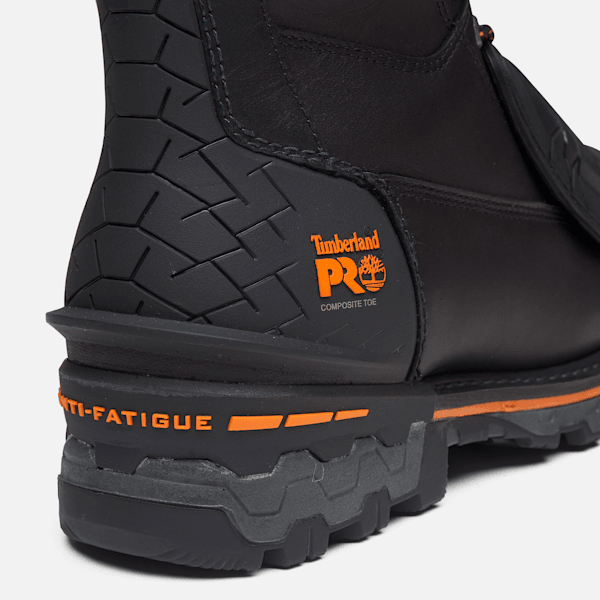 Men’s Timberland PRO® 8" Boondock Work Boot / Black Full-Grain/Orange