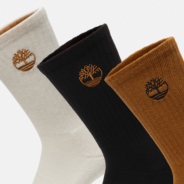 Newmarket Village 3-Pack Logo Crew Sock / Wheat