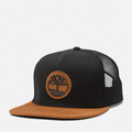 Faux Suede Flatbrim Trucker Hat / Black