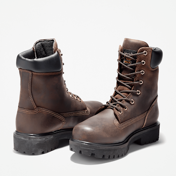 Men's Direct Attach 8" Soft Toe Waterproof Insulated Work Boot / Brown