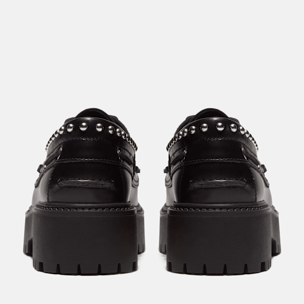 Women's Stone Street Platform Boat Shoe / Black Full-Grain