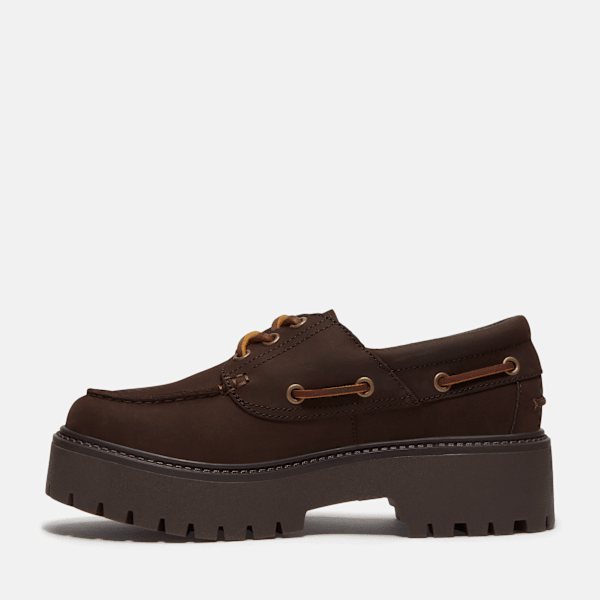 Women's Stone Street Platform Boat Shoe / Dark Brown Nubuck