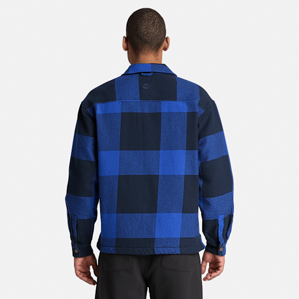 Men's Fleece-Lined Checkered Overshirt / Cobalt Blue