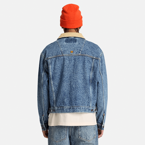 Men's Denim Trucker Jacket / Glacier Tint Marble Wash