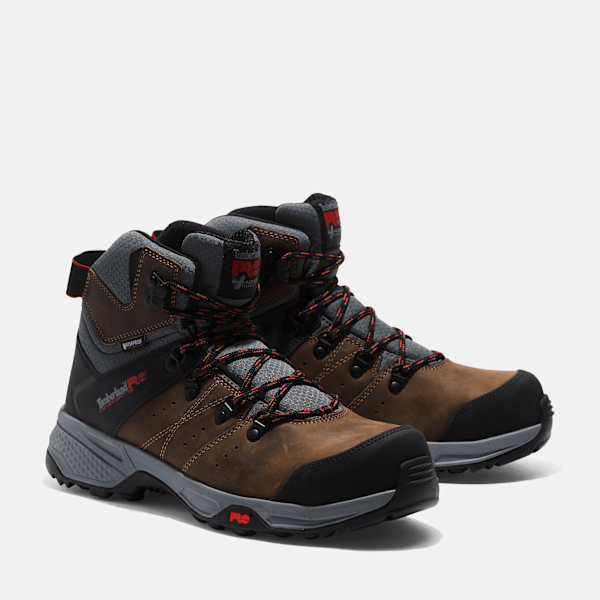 Men's Switchback Composite Toe Waterproof Work Boot / Turkish Coffee Brown/Red