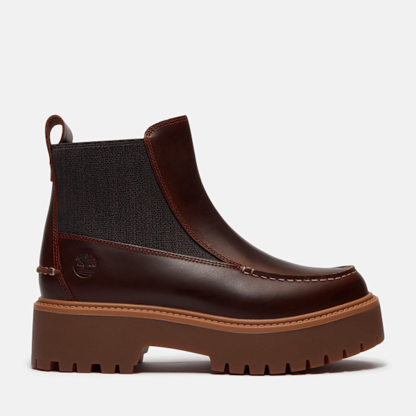 Women's Stone Street Platform Chelsea Boot / Burgundy Full-Grain