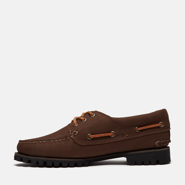 Women's Timberland® Authentic 3-Eye Boat Shoe / Dark Brown Nubuck