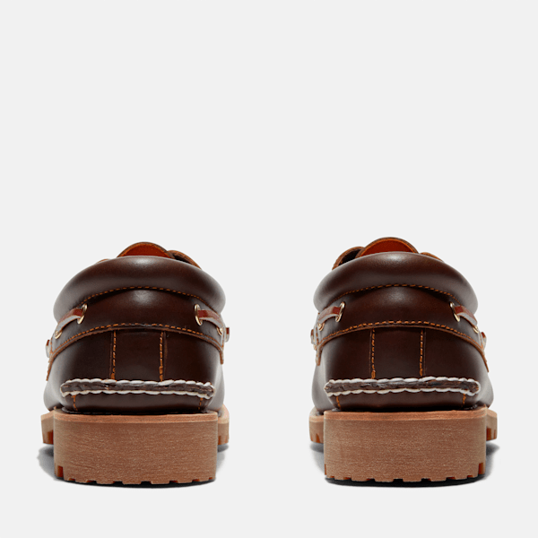 Men's Timberland® Authentic 3-Eye Lug Handsewn Boat Shoe / Brown