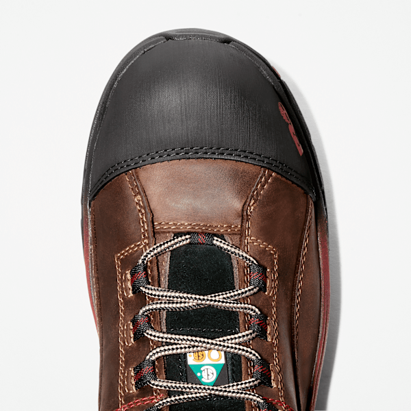 Men's Bosshog 6" Composite Toe Waterproof Work Boot / Brown Full-Grain Leather/Red