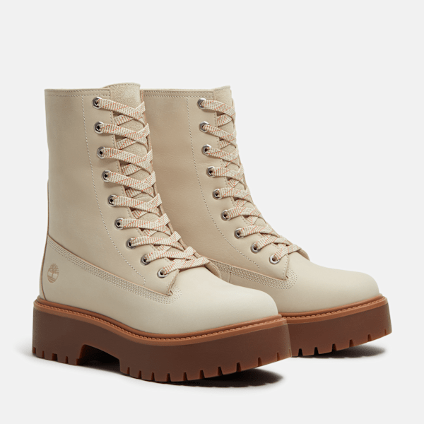 Women's Stone Street Platform Mid Boot / Light Beige Nubuck