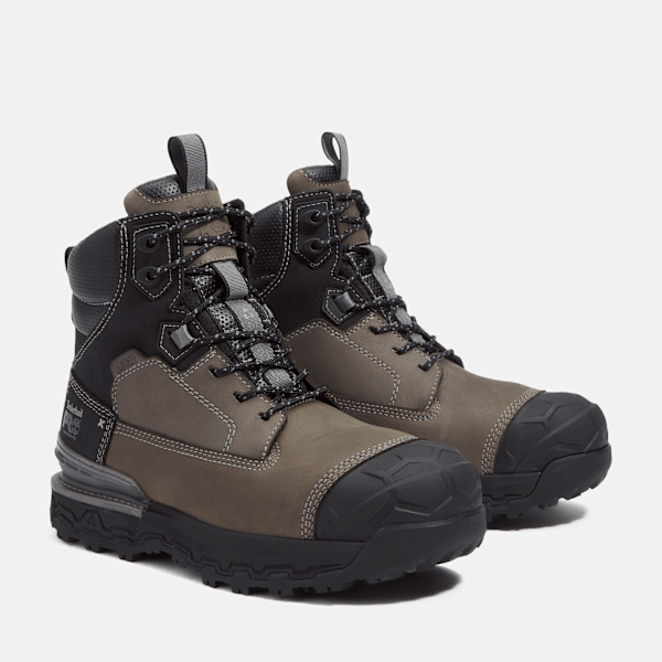 Men's Boondock Ultralight 6" Composite Toe Waterproof Work Boot / Grey Full-Grain/Black