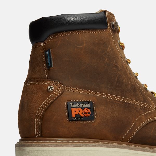 Men's Timberland PRO® Gridworks 6" Waterproof Moc-Toe Work Boot / Brown Full-Grain