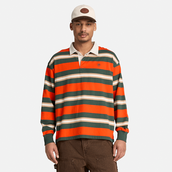 Men's Long-Sleeve Rugby Polo / Tangerine Tango