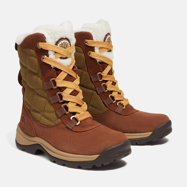Women's White Ledge Tall Waterproof Snow Boot / Medium Brown Suede