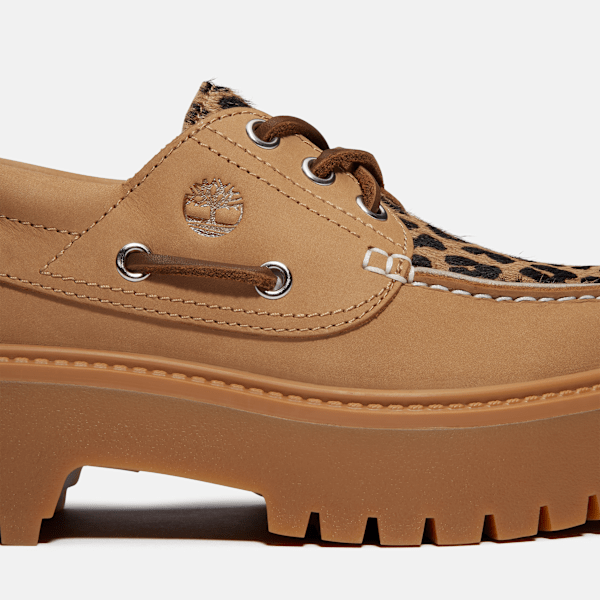 Women's Stone Street Platform Boat Shoe / Leopard Print/Beige Nubuck