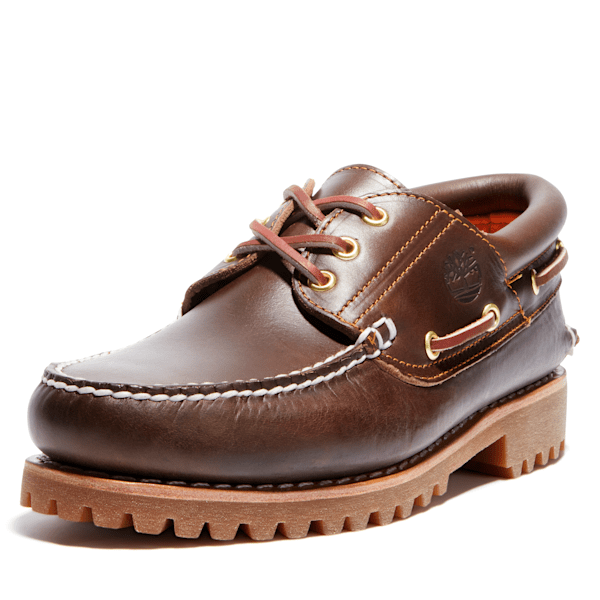 Men's Timberland® Authentic 3-Eye Lug Handsewn Boat Shoe / Brown