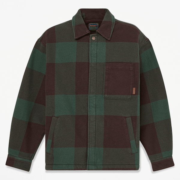 Men's Fleece-Lined Checkered Overshirt / Dark Brown