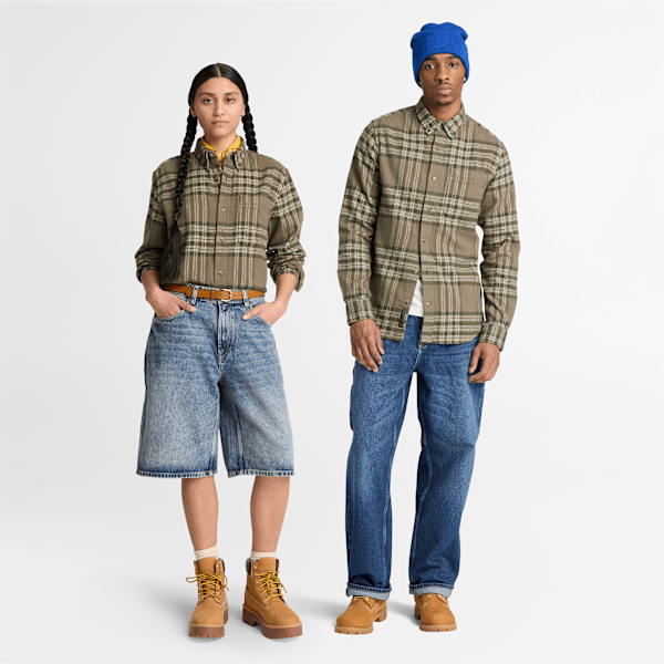 Indigo Check Regular Shirt / Dark Olive