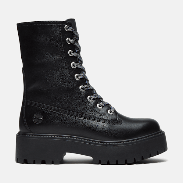 Women's Stone Street Platform Mid Boot / Black Full-Grain