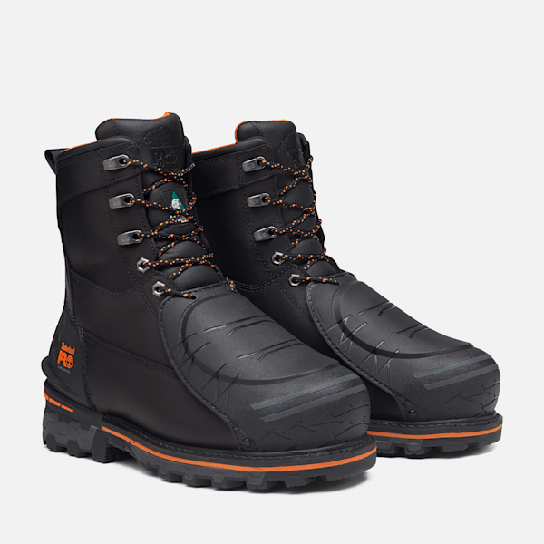 Men’s Timberland PRO® 8" Boondock Work Boot / Black Full-Grain/Orange