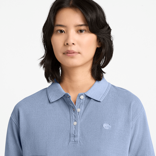 Women's Garment Dyed Short-Sleeve Pique Polo / Stone Wash