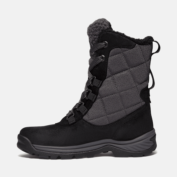 Women's White Ledge Tall Waterproof Snow Boot / Black Suede