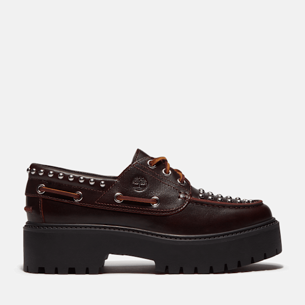 Women's Stone Street Platform Boat Shoe / Burgundy Full-Grain