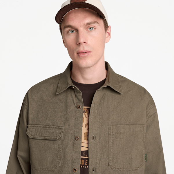Men's Twill Overshirt / Dark Olive