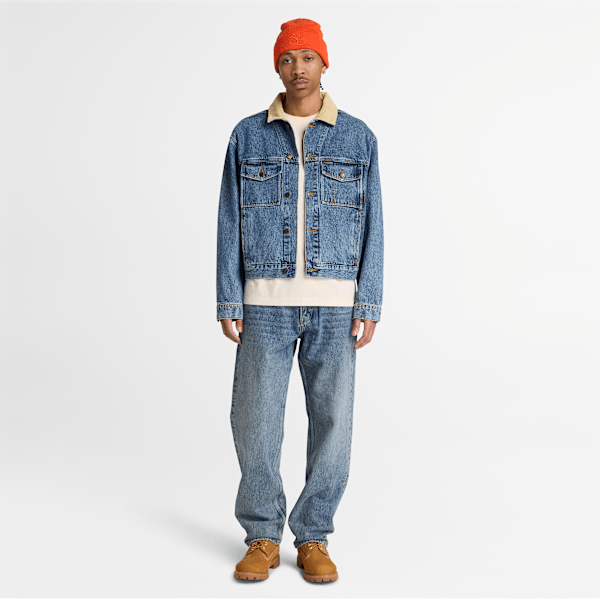 Men's Denim Trucker Jacket / Glacier Tint Marble Wash