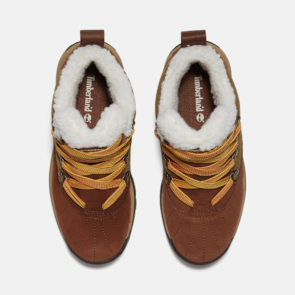 Women's White Ledge Waterproof Snow Boot / Brown Suede/Gold