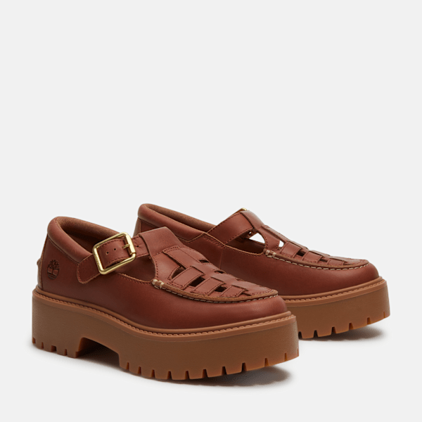 Women's Stone Street Platform Buckle Shoe / Rust Full-Grain