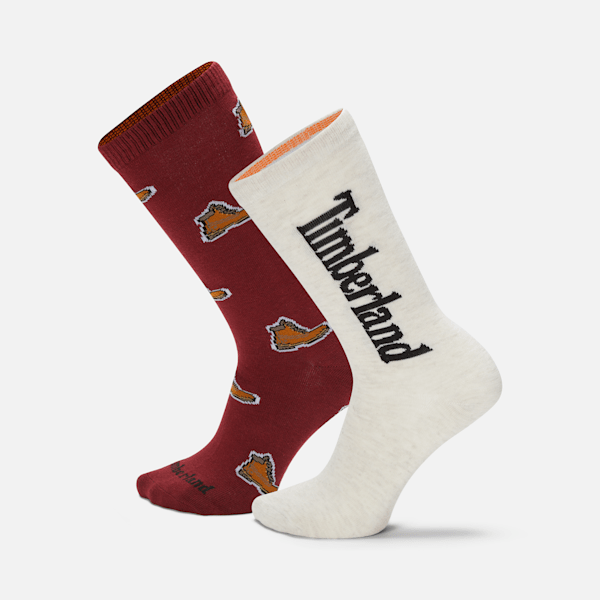 2-Pack Timberland® All Over Print Crew Sock / Wine Red